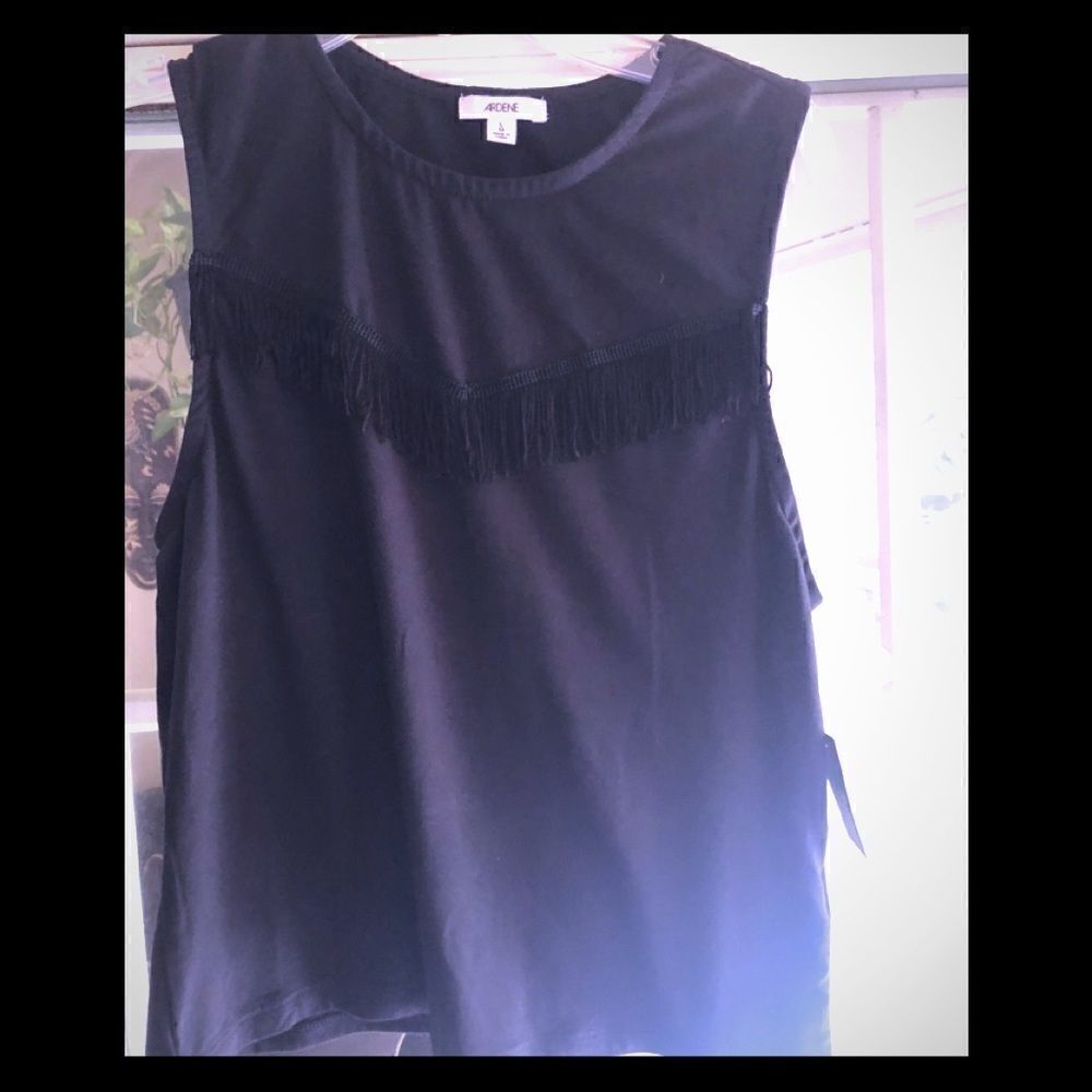 Black tank with fringe